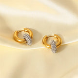 Stainless Steel Crystal Zircon Earrings Geometric Hoop Party Jewelry Gift