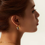 Stainless Steel Crystal Zircon Earrings Geometric Hoop Party Jewelry Gift
