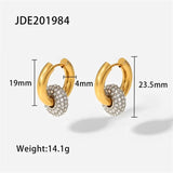 Stainless Steel Crystal Zircon Earrings Geometric Hoop Party Jewelry Gift
