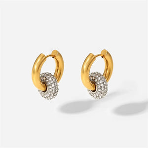 Stainless Steel Crystal Zircon Earrings Geometric Hoop Party Jewelry Gift