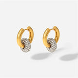Stainless Steel Crystal Zircon Earrings Geometric Hoop Party Jewelry Gift