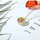 Classic Zircon Ring Pendant Bead Necklace