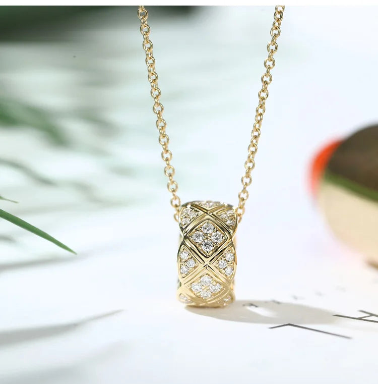 Classic Zircon Ring Pendant Bead Necklace
