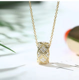 Classic Zircon Ring Pendant Bead Necklace