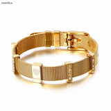 Women's Rose Stainless Steel Crystal Heart Watch Bracelet
