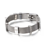 Women Silver Rose Titanium Steel Crystal Heart Watch Strap Bear Bracelet