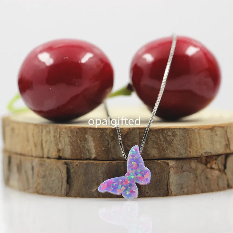 Opal Butterfly Necklace - S925 Silver Chain Jewelry