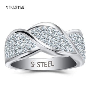 Crystal Ripple Shape Wedding Engagement Ring