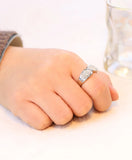 Crystal Ripple Shape Wedding Engagement Ring