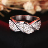 Crystal Ripple Shape Wedding Engagement Ring