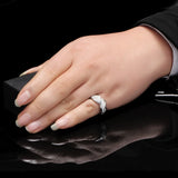 Crystal Ripple Shape Wedding Engagement Ring