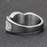 Crystal Ripple Shape Wedding Engagement Ring