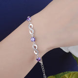 Purple Zircon Charms Silver Bracelet Women Infinite Love Jewelry Gift