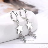 Zircon Tassel Star Charm Stud Earring for Women Wedding Party Gift