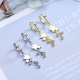 Zircon Tassel Star Charm Stud Earring for Women Wedding Party Gift