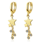 Zircon Tassel Star Charm Stud Earring for Women Wedding Party Gift
