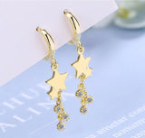 Zircon Tassel Star Charm Stud Earring for Women Wedding Party Gift