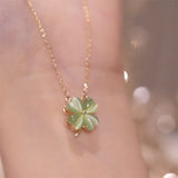 Green Jade Flower Rotated Pendant 925 Silver Necklaces