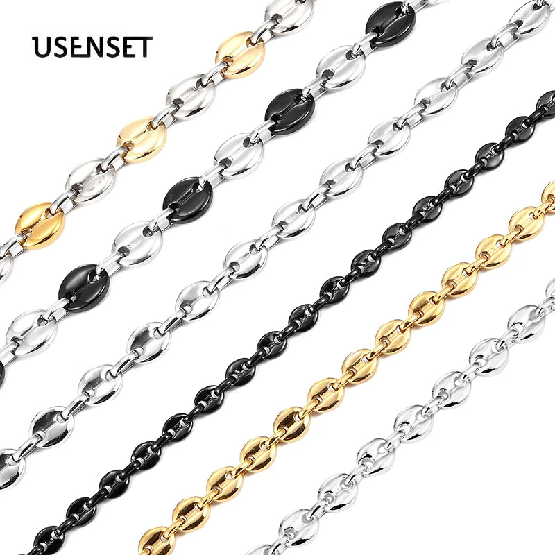 Stainless Steel Coffee Bean Chain Necklace Unisex