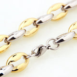 Coffee Link Chain Necklace Gold/Steel Stainless Steel Necklace Chain