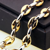 Coffee Link Chain Necklace Gold/Steel Stainless Steel Necklace Chain
