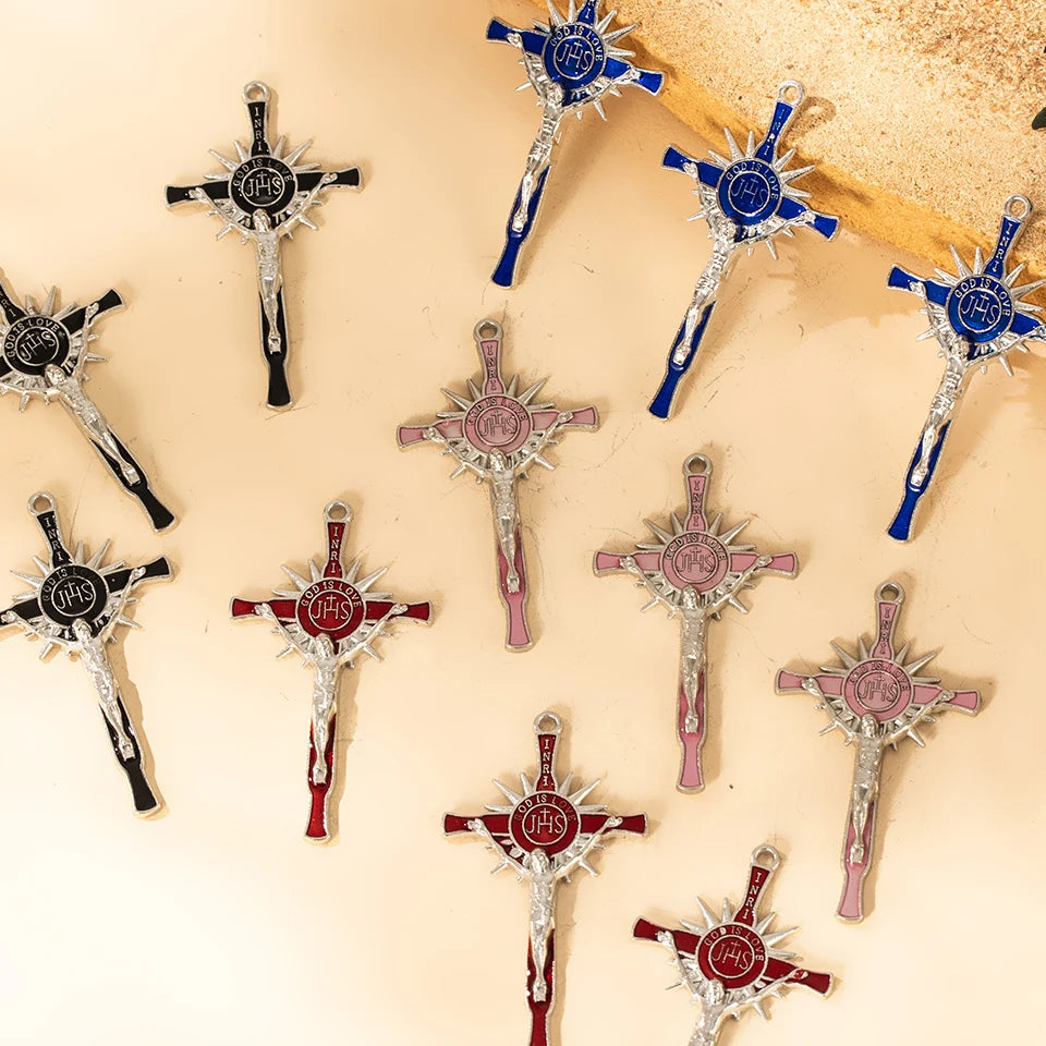 Cross Pendant Crystal Necklace Christian Jewelry Crucifix 3Pcs/Lot
