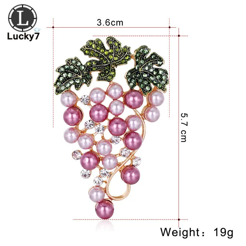 Grape Plant Brooch Rhinestone Pearl Corsage Creative Personality Painting