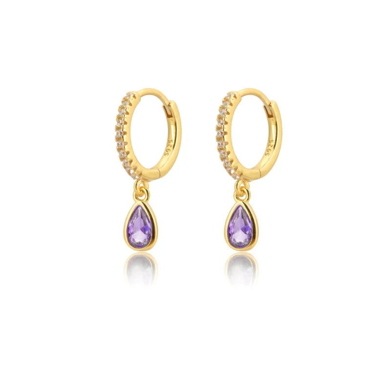 Zircon Water Drop Hoop Earrings for Women
