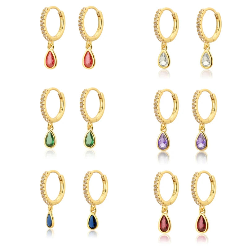 Zircon Water Drop Hoop Earrings for Women
