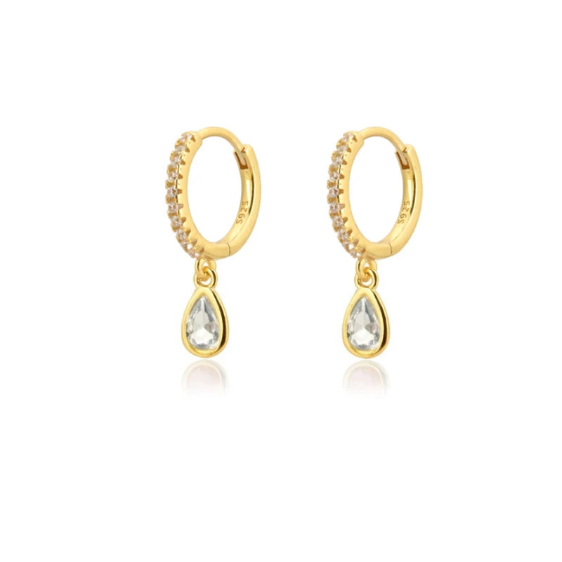 Zircon Water Drop Hoop Earrings for Women