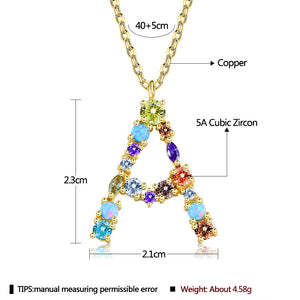 Colorful 26 Letters Romantic Necklaces Cubic Zirconia Anniversary Necklace