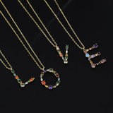 Colorful 26 Letters Romantic Necklaces Cubic Zirconia Anniversary Necklace