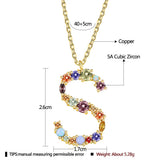 Colorful 26 Letters Romantic Necklaces Cubic Zirconia Anniversary Necklace