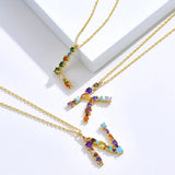 Colorful 26 Letters Romantic Necklaces Cubic Zirconia Anniversary Necklace