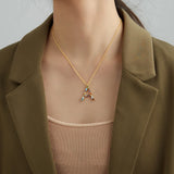 Colorful 26 Letters Romantic Necklaces Cubic Zirconia Anniversary Necklace