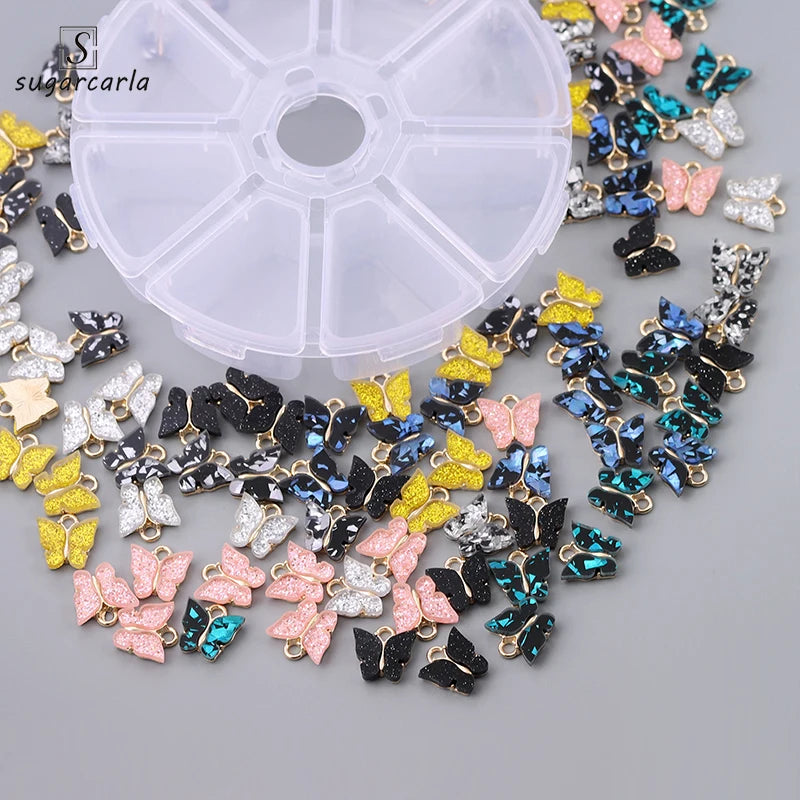 Acrylic Butterfly Charm Jewelry Making DIY Earrings Necklaces Multicolor