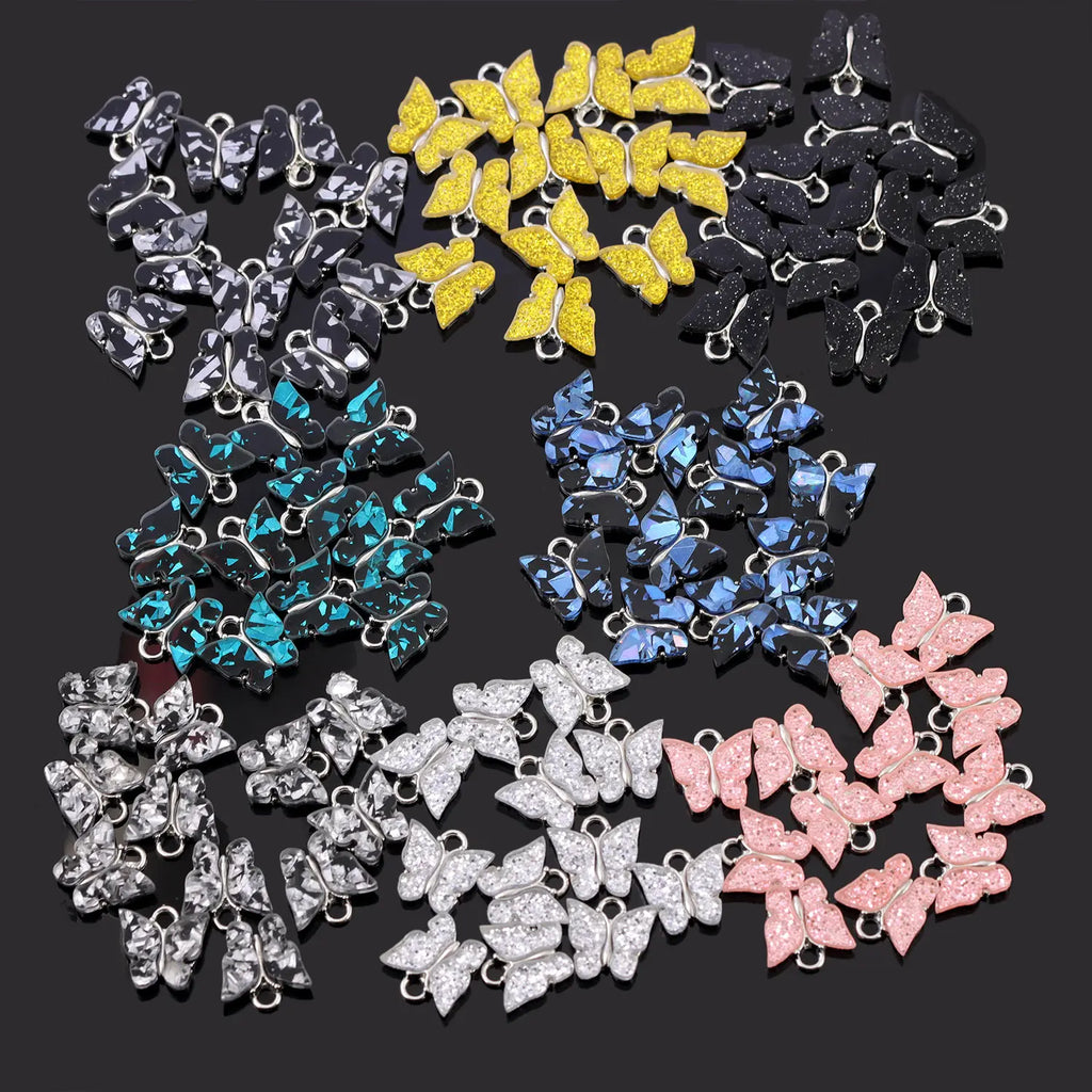 Acrylic Butterfly Charm Jewelry Making DIY Earrings Necklaces Multicolor
