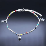 Colorful Bead Star Anklet Stainless Steel Summer Beach Charm Bracelet