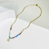 Colorful Beads Boho Neck Chain Star Pendant Women Necklace