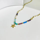 Colorful Beads Boho Neck Chain Star Pendant Women Necklace