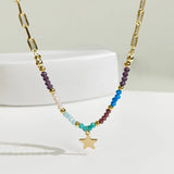 Colorful Beads Boho Neck Chain Star Pendant Women Necklace