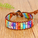 Boho Sunflower Wrap Bracelet Colorful Stone Beaded Hand Braided