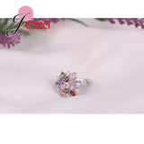 Colorful CZ Crystal 925 Silver Party Ring Women Engagement Wedding Rings