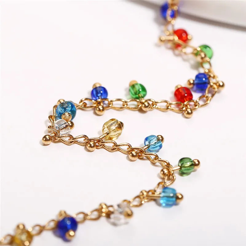 Colorful Crystal Beads Anklet Chain Leg Bracelet Foot Jewelry