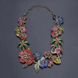 Crystal Rhinestone Flamingo Necklace Women Large Collar Choker Wedding Jewelry