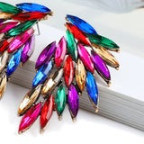 Colorful Crystal Stud Earrings Charm Sorority Geometric Ear Nail