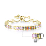 Colorful CZ Tennis Bracelet Bangle Silver Charm for Women Wedding