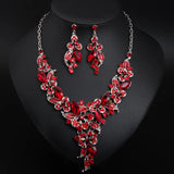 Colorful Flower Crystal Jewelry Set Necklace Earrings