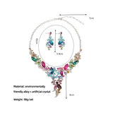 Colorful Flower Crystal Jewelry Set Necklace Earrings