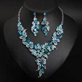 Colorful Flower Crystal Jewelry Set Necklace Earrings